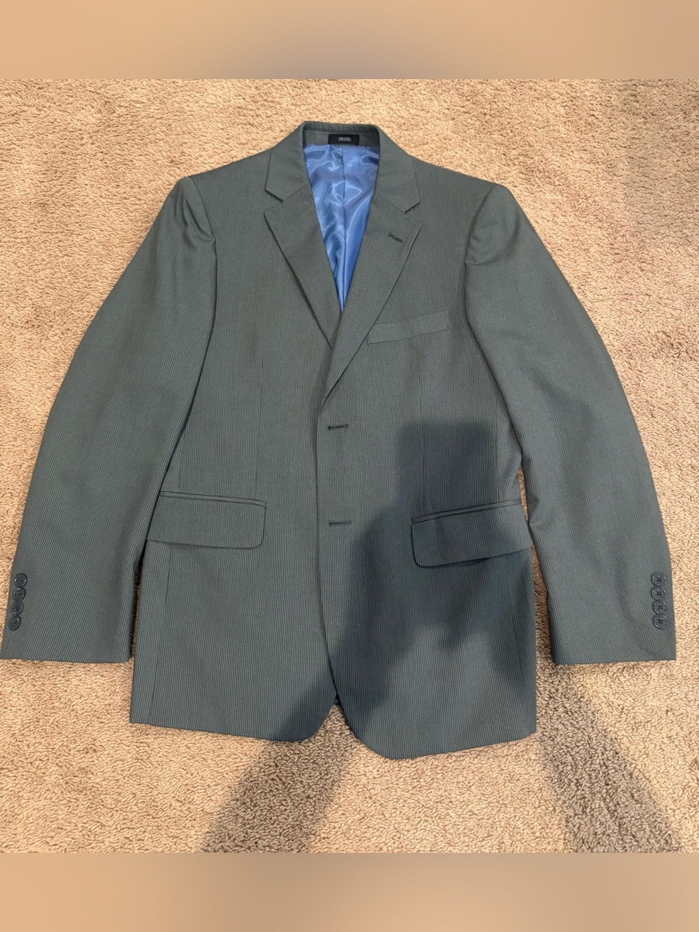 jf j.ferrar Men's Two-Button Charcoal Gray Suit Jacket with Blue Lining